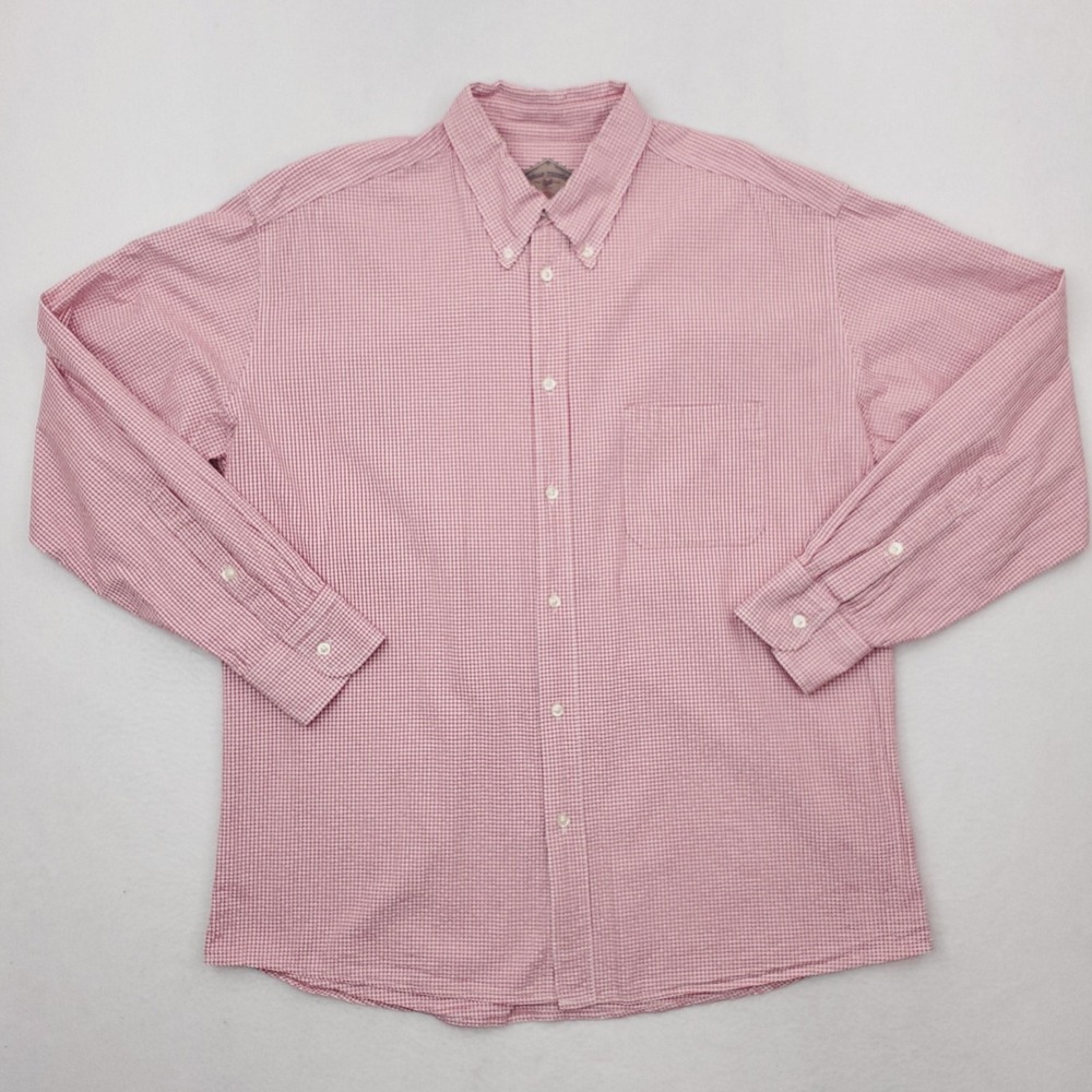Bills Khakis Shirt Mens XL Red Gingham Plaid Classic Fit Button Down Long Sleeve